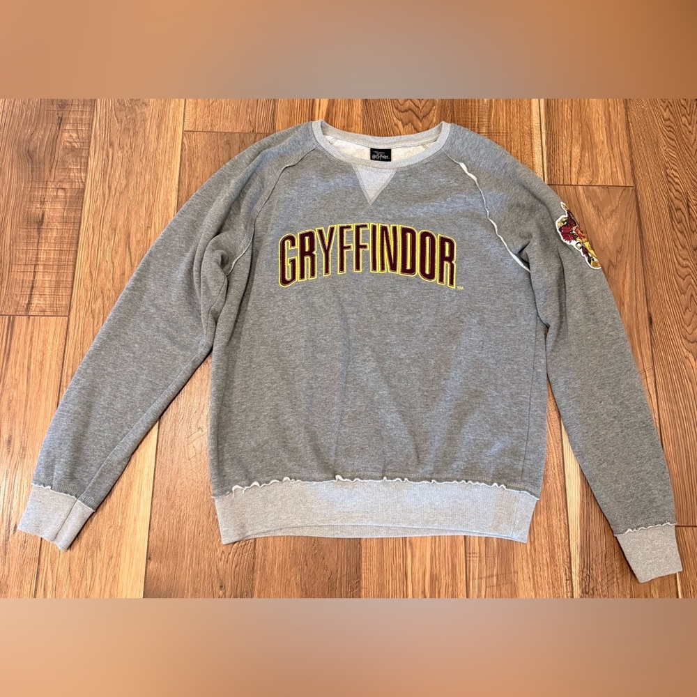 Warner Bros. Gryffindor Gray Crewneck with Maroon & Gold Lettering